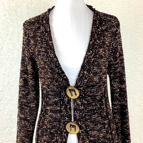 BCBGMaxazria Long Brown Draped Cardigan / Sweater. Womens Size L, - Picture 6 of 11